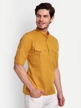 Mens Casual Slim Fit Full Sleeve Double Pocket Cotton Trendy Kurta